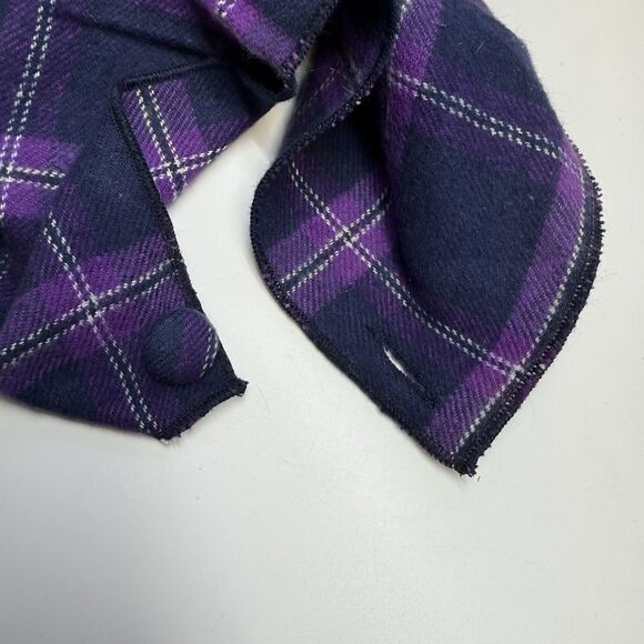 Clifton Wilson Purple Blue Plaid 100% Cotton Pocket Square With Button New - Picture 4 of 6